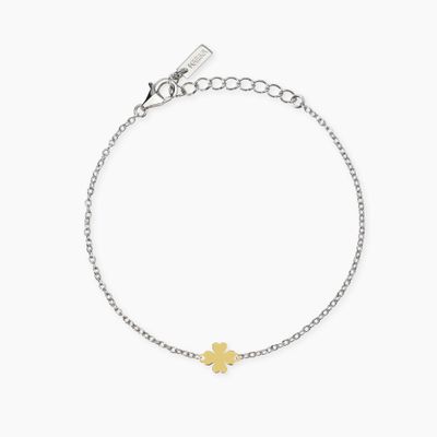 Bracciale in argento e quadrifoglio oro 9K COLPO DI FORTUNA Mabina