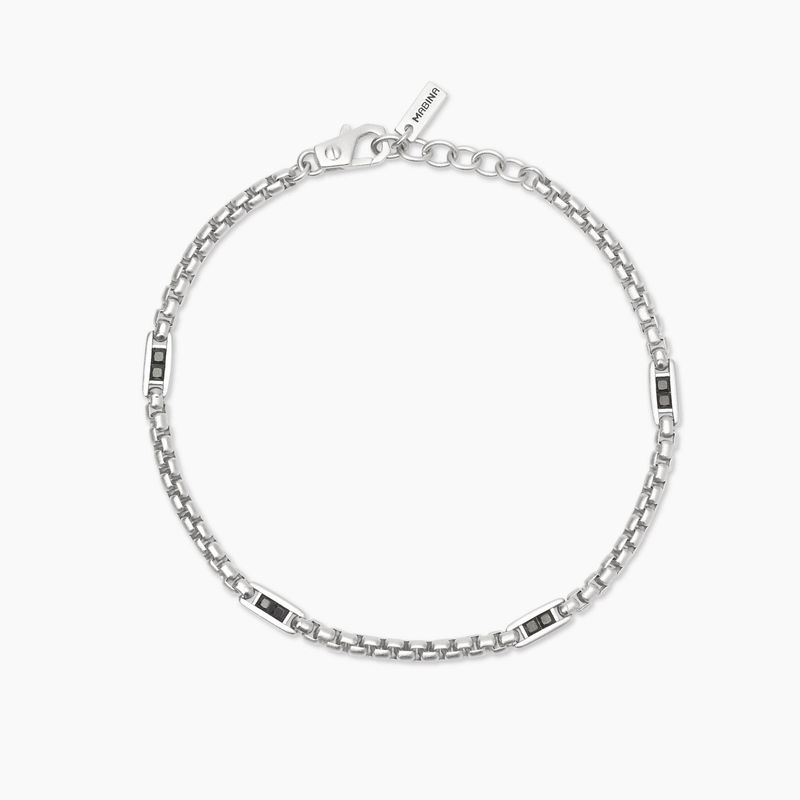 Bracciale con catena veneta e inserti neri Race Mabina