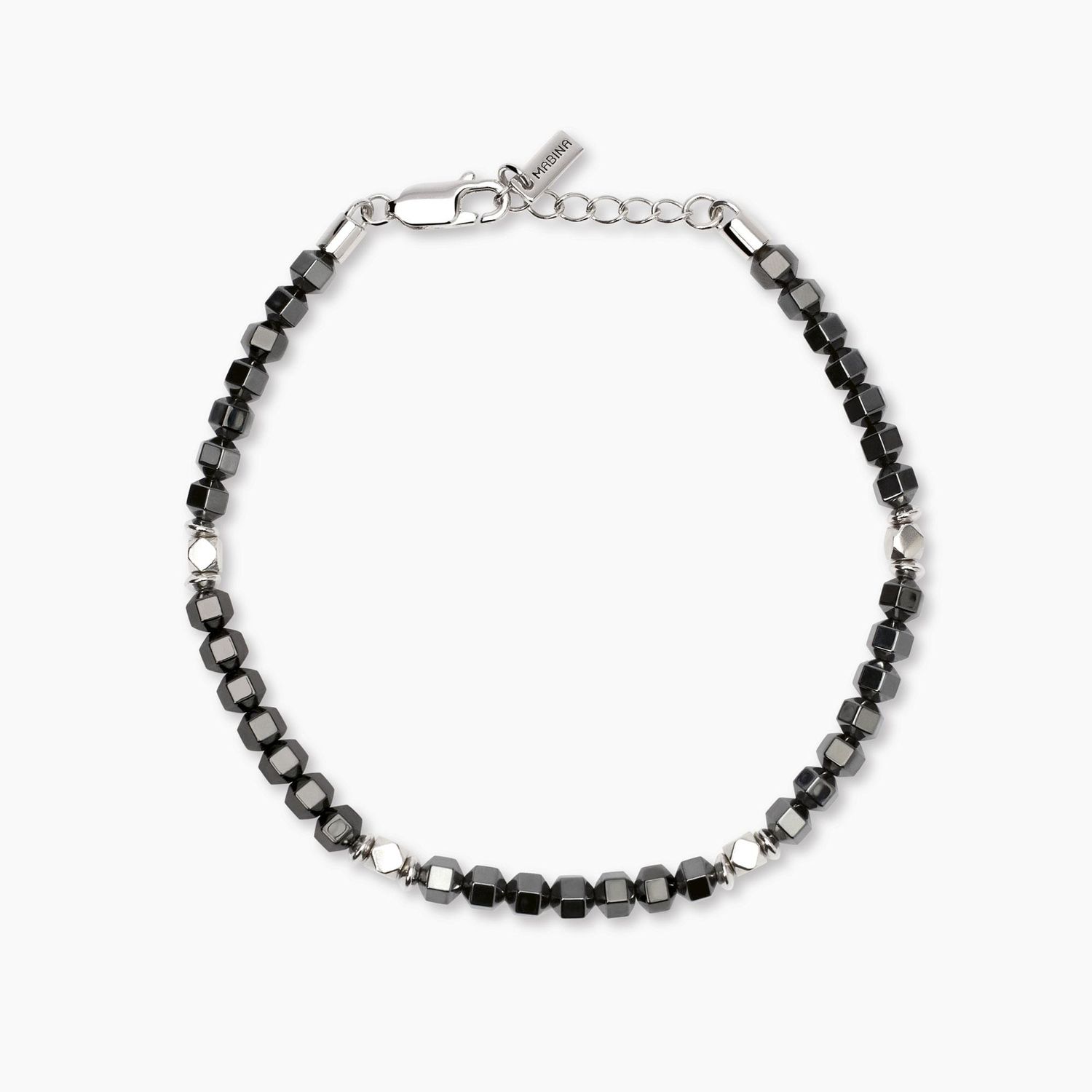 Bracciale regolabile da uomo in argento e ematite Porto Alegre Mabina
