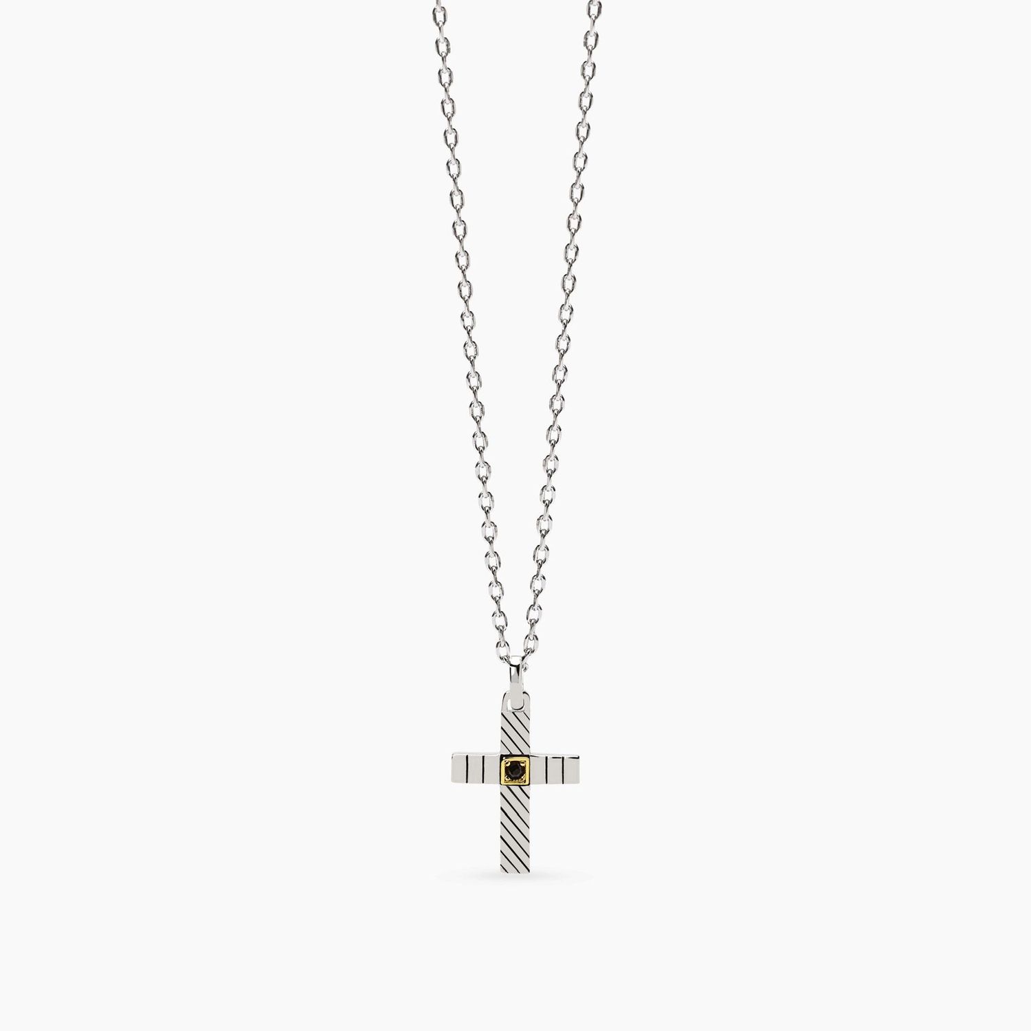 Collana con croce con zircone e placcatura oro Geometrico Mabina