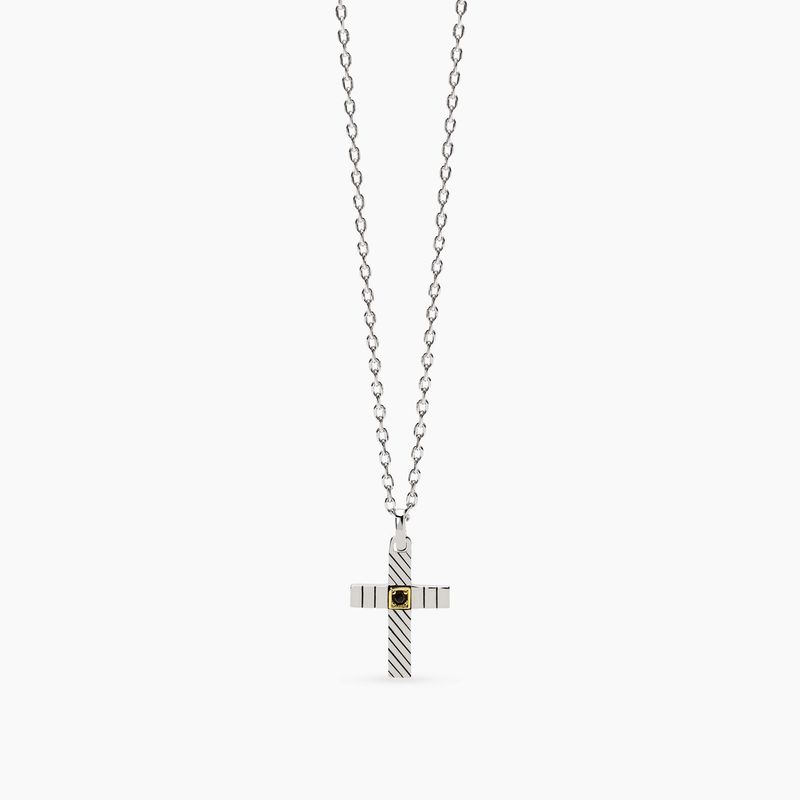 Collana con croce con zircone e placcatura oro Geometrico Mabina Collana con croce con zircone e placcatura oro Geometrico Mabina