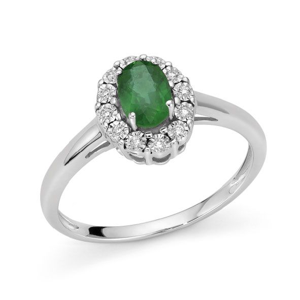 Anello Smeraldo in oro 9 carati e diamanti OroGioia