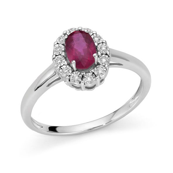 Anello Rubino in oro 9 carati e diamanti OroGioia