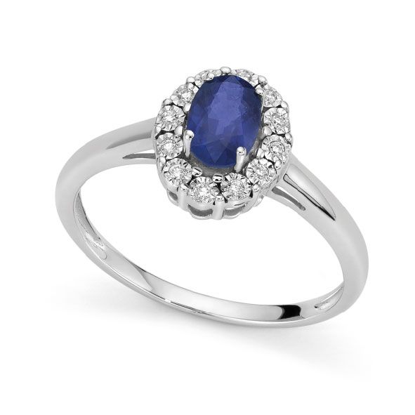 Anello Zaffiro in oro 9 carati e diamanti OroGioia Anello Zaffiro in oro 9 carati e diamanti OroGioia