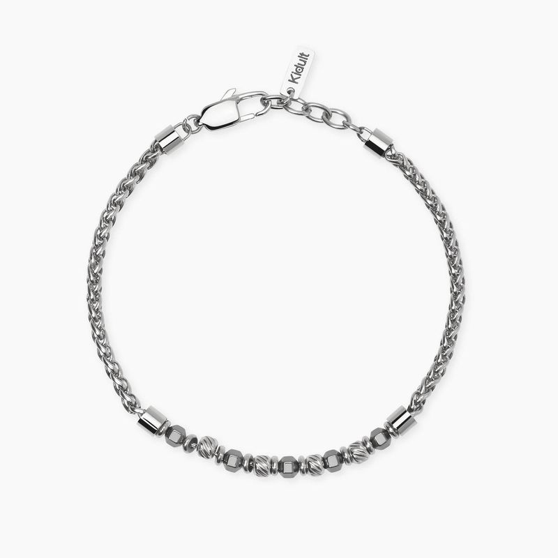 Bracciale con catena spiga in acciaio ed ematite Style 24 Kidult