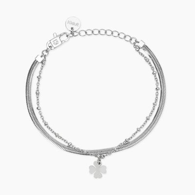 Bracciale con catene e ciondolo quadrifoglio Style 38 Kidult