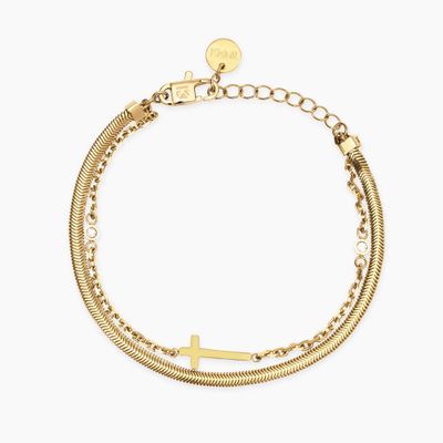 Bracciale dorato con catene e croce Style 29 Kidult