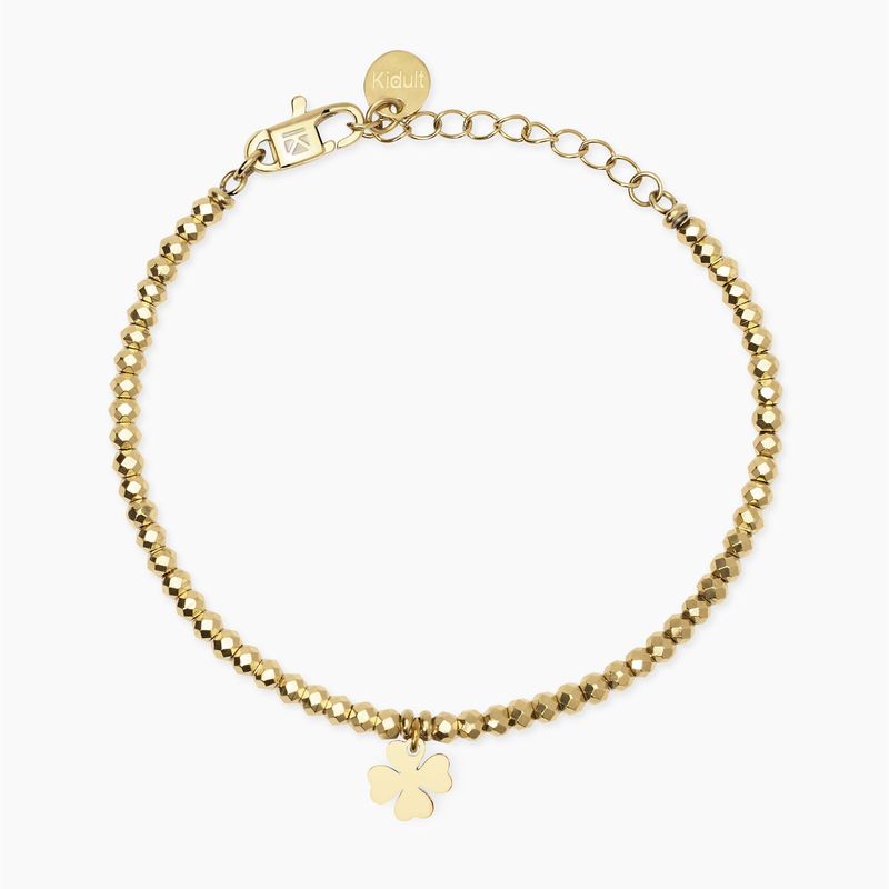 Bracciale dorato con ciondolo quadrifoglio Style 38 Kidult