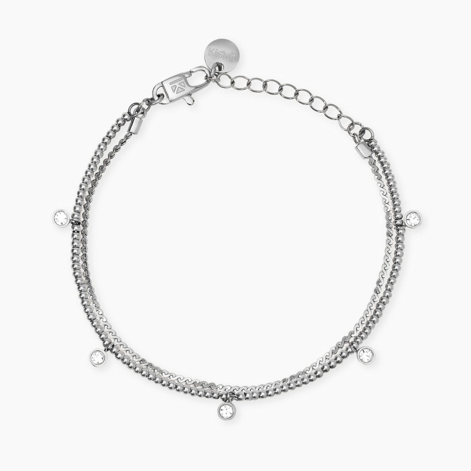 Bracciale in acciaio con catene e cristalli Style 36 Kidult