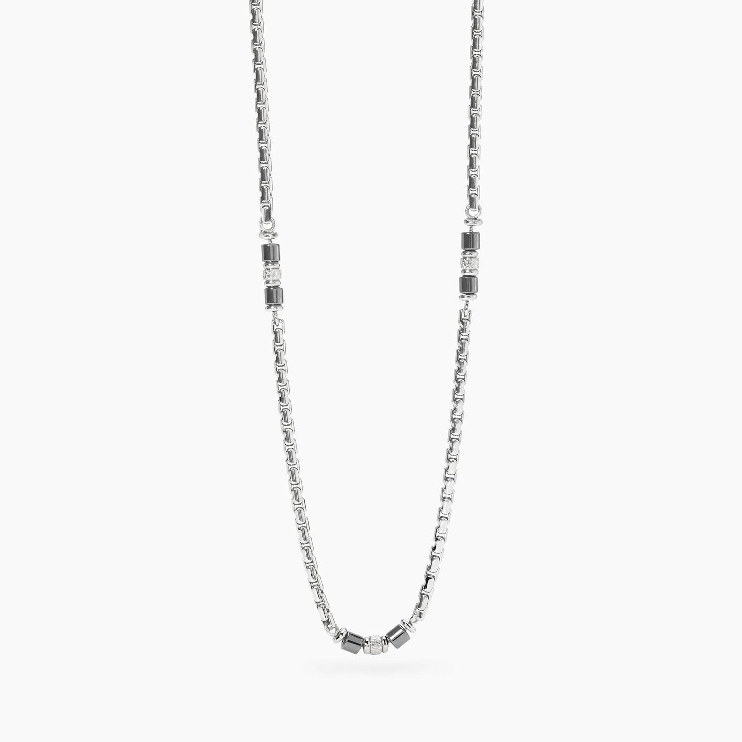 Collana con catena veneta in acciaio e ematite Style 03 Kidult