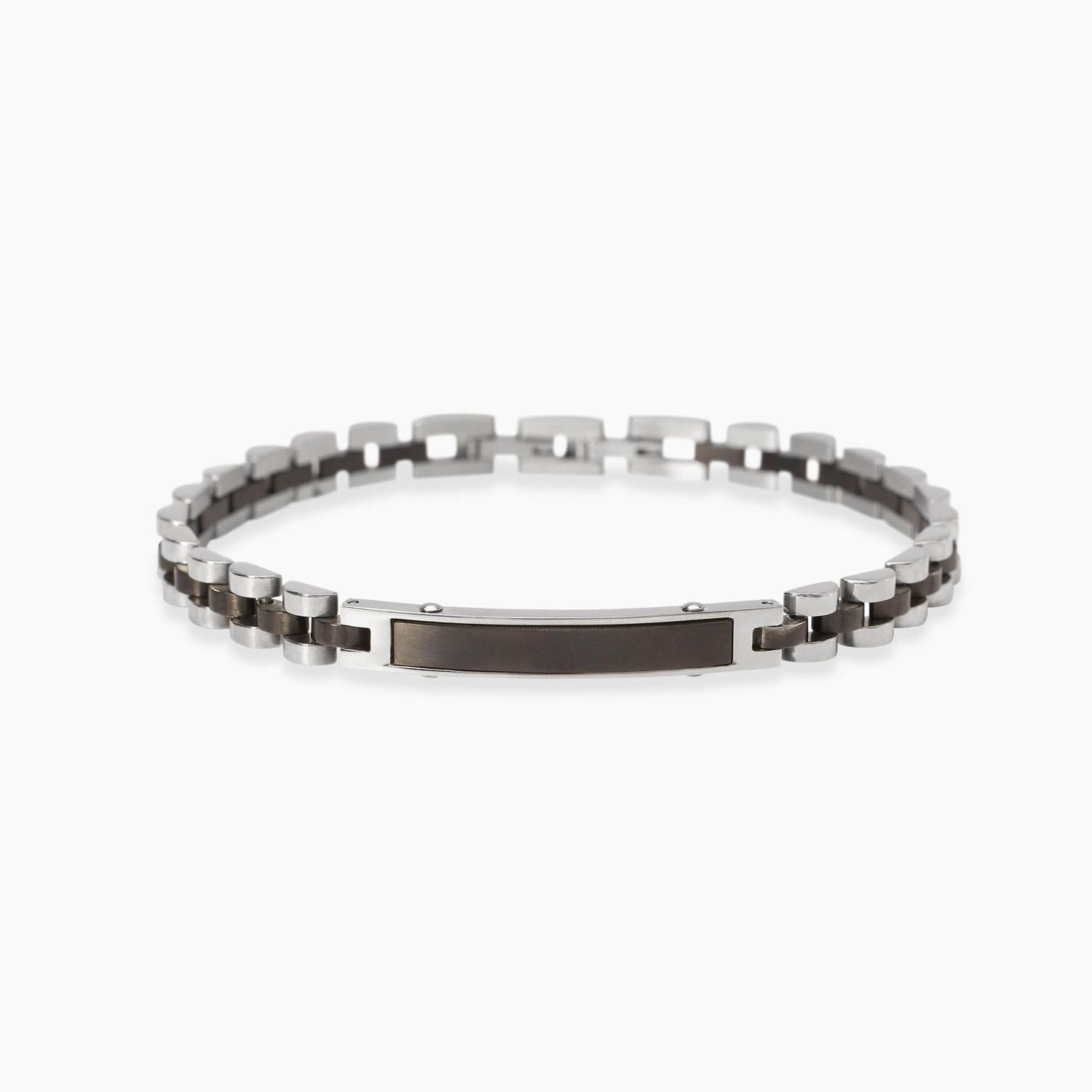 Bracciale nero con piastra e inserti in gunmetal Style 18 Kidult
