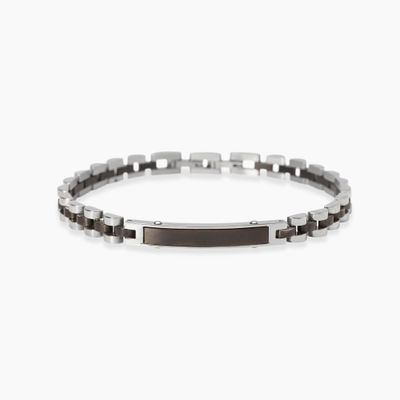 Bracciale nero con piastra e inserti in gunmetal Style 18 Kidult