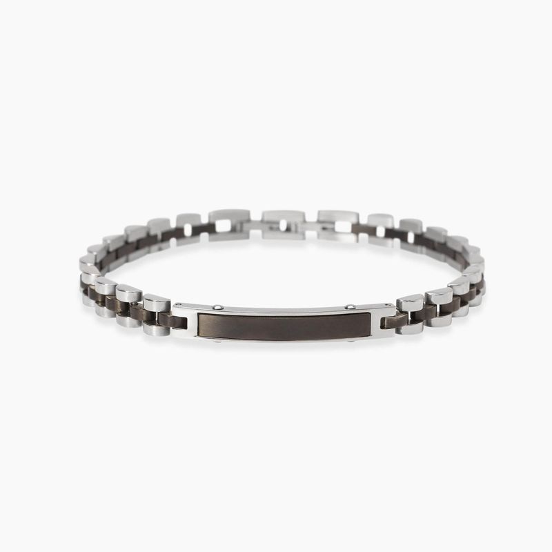 Bracciale nero con piastra e inserti in gunmetal Style 18 Kidult