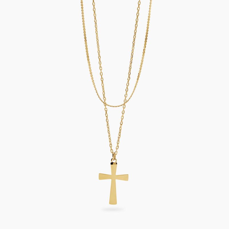 Girocollo dorato con catene e croce Style 28 Kidult Girocollo dorato con catene e croce Style 28 Kidult