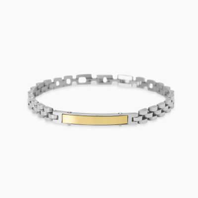 Bracciale in acciaio con piastra in pvd giallo Style 18 Kidult
