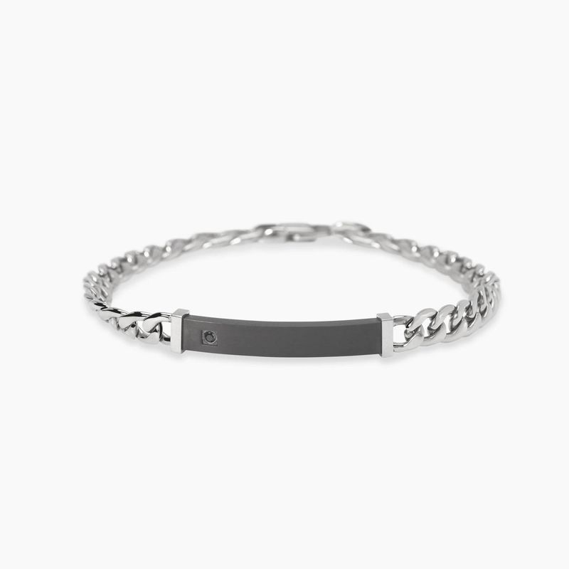 Bracciale con catena e piastra nera satinata Style 17 Kidult