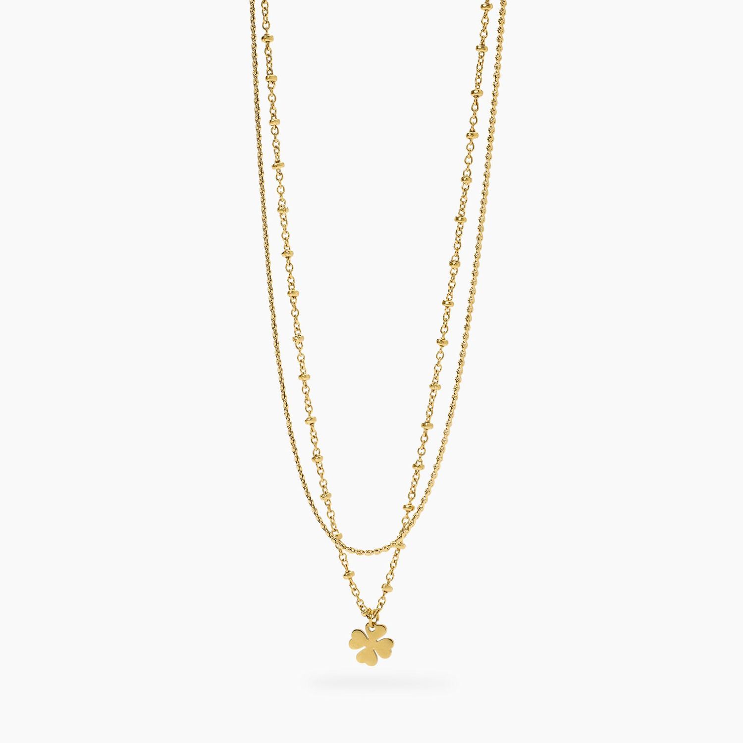 Girocollo dorato con catene e quadrifoglio Style 30 Kidult Girocollo dorato con catene e quadrifoglio Style 30 Kidult