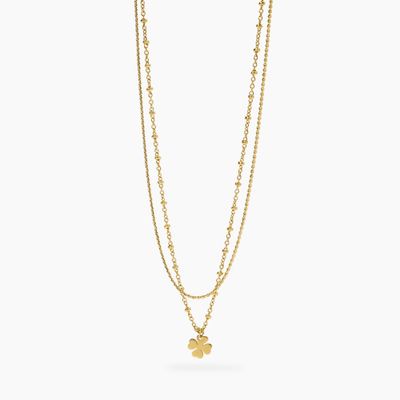 Girocollo dorato con catene e quadrifoglio Style 30 Kidult Girocollo dorato con catene e quadrifoglio Style 30 Kidult