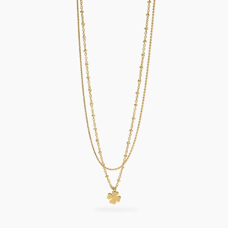 Girocollo dorato con catene e quadrifoglio Style 30 Kidult