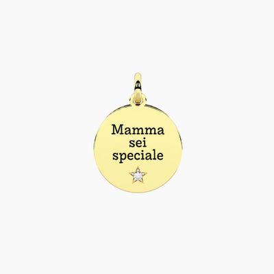 Ciondolo dorato con frase per la mamma Mamma | famiglia Kidult