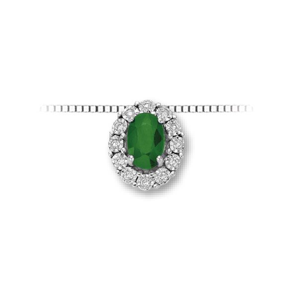 Collana Smeraldo e Diamanti oro 9 carati OroGioia