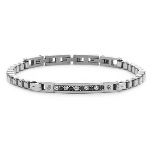 Bracciale Uomo 4US Cesare Paciotti Acciaio Targhetta Zirconi 4UBR7849