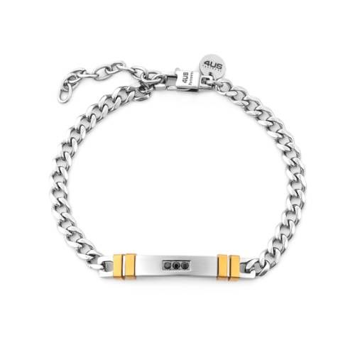 Bracciale Uomo 4US Cesare Paciotti Acciaio Targhetta Zirconi 4UBR7557