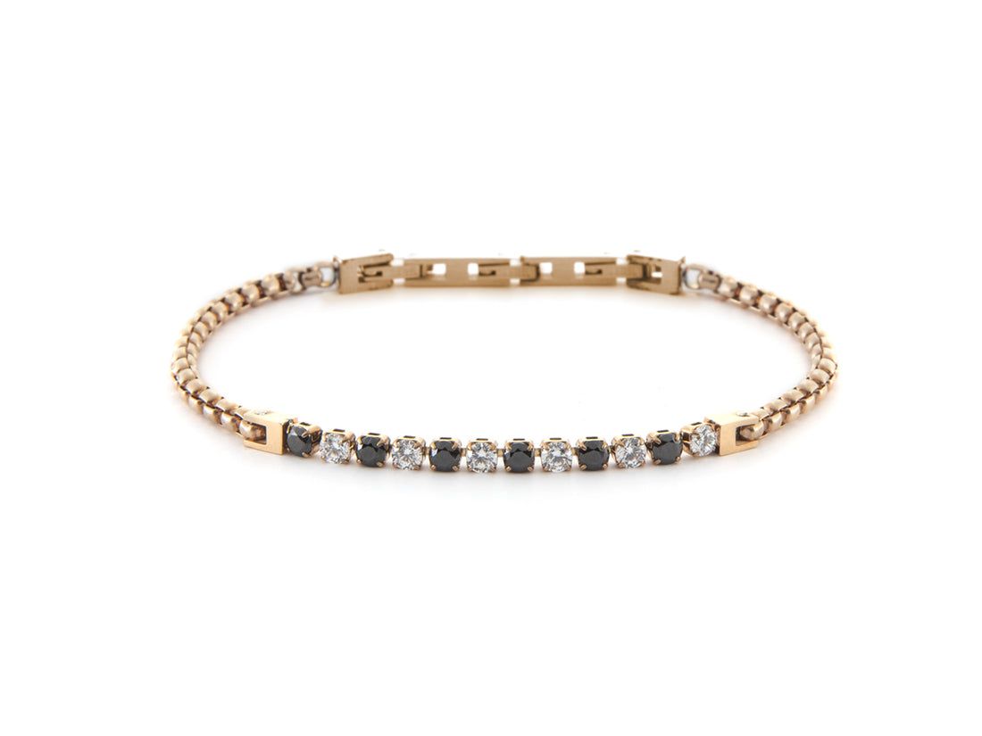 Bracciale Uomo 4US Cesare Paciotti Tennis Acciaio ros癡 Zirconi Neri Bianchi 4UBR6433