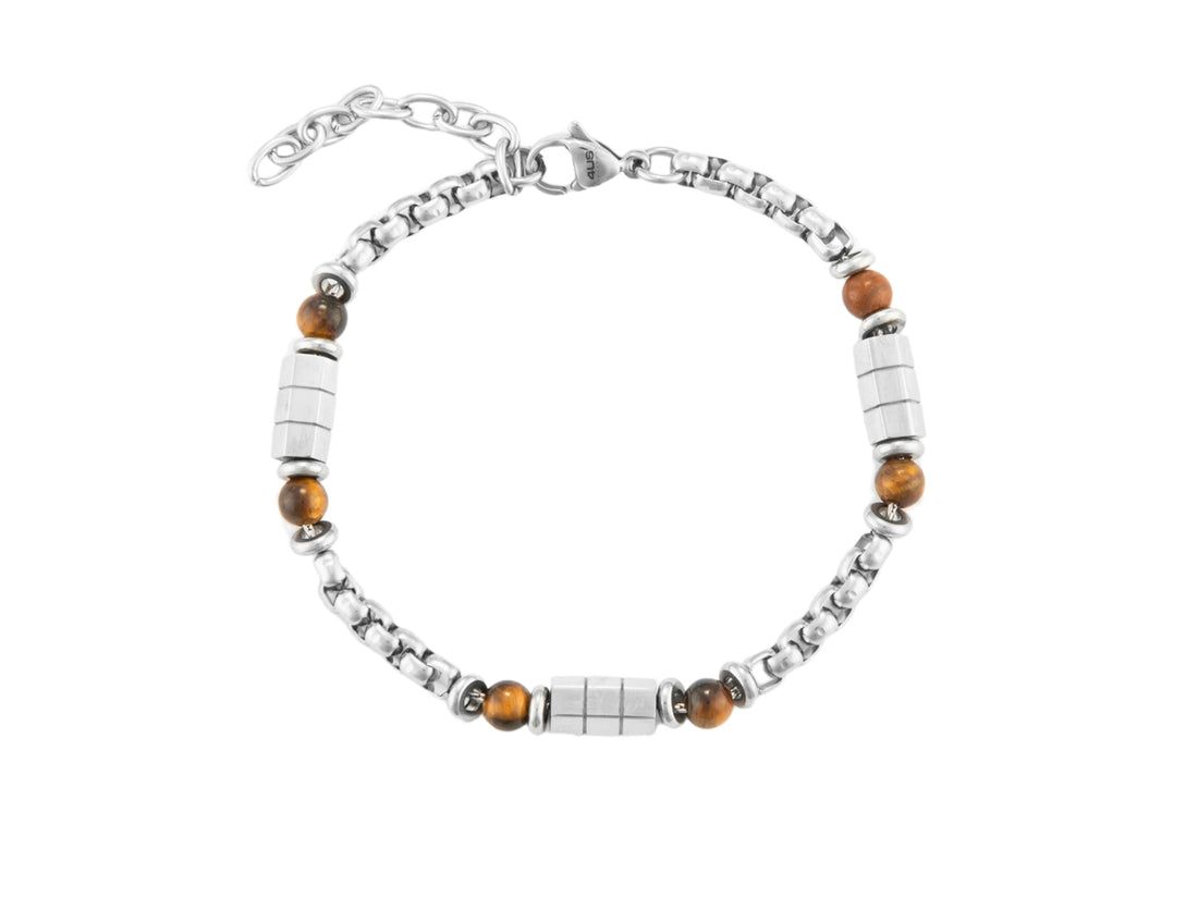 Bracciale Uomo 4US Cesare Paciotti acciaio e occhio di tigre 4UBR7013