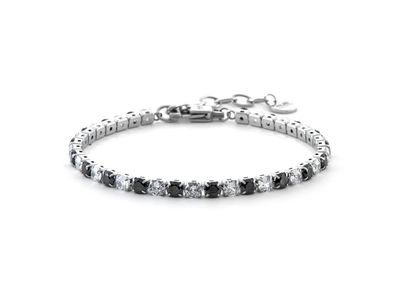 Bracciale Uomo 4US Cesare Paciotti Tennis Acciaio Zirconi Neri Bianchi 4UBR6351