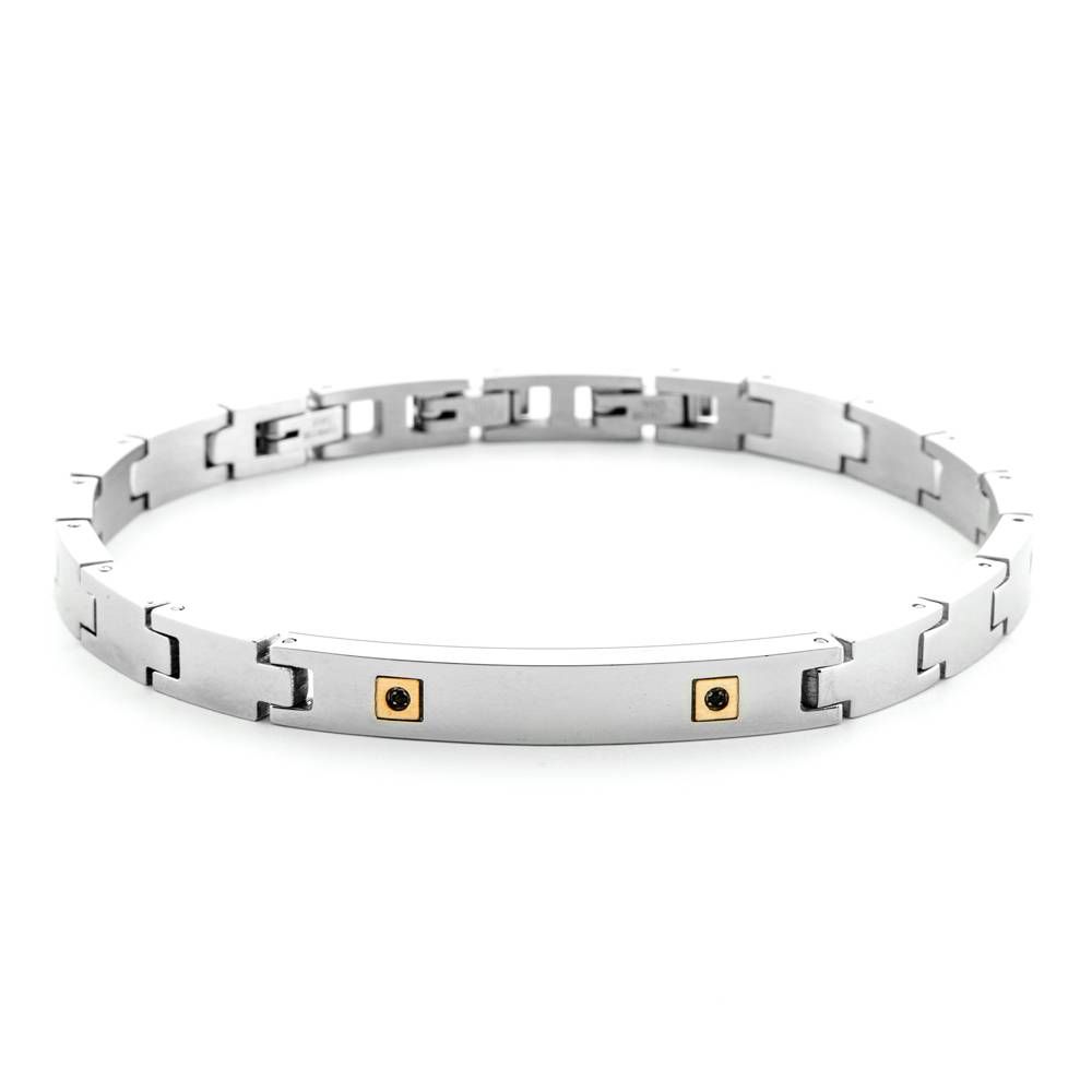 Bracciale Uomo 4US Cesare Paciotti Acciaio Oro 18kt Spinello Nero 4UBR6930