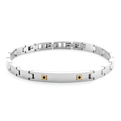 Bracciale Uomo 4US Cesare Paciotti Acciaio Oro 18kt Spinello Nero 4UBR6930