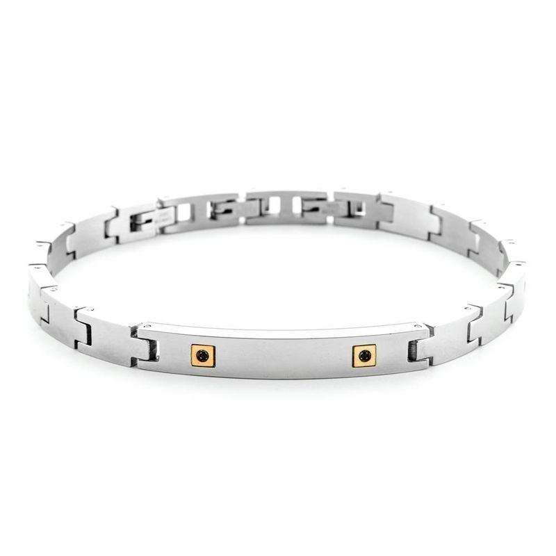 Bracciale Uomo 4US Cesare Paciotti Acciaio Oro 18kt Spinello Nero 4UBR6930 Bracciale Uomo 4US Cesare Paciotti Acciaio Oro 18kt Spinello Nero 4UBR6930