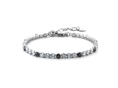 Bracciale Uomo 4US Cesare Paciotti Tennis Acciaio Zirconi Neri Bianchi 4UBR6352