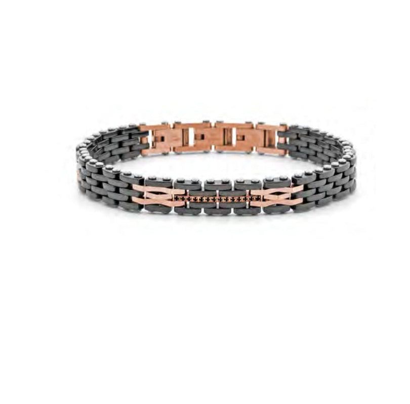 Bracciale Uomo 4US Cesare Paciotti Maglia Acciaio e Ceramica Nera 4UBR7956