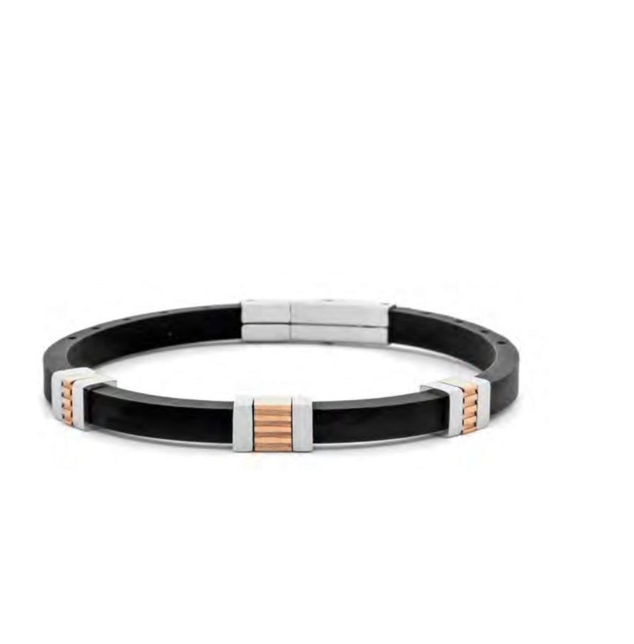 Bracciale Uomo acciaio 4US Cesare Paciotti con Caucciu nero acciaio 4UBR7977