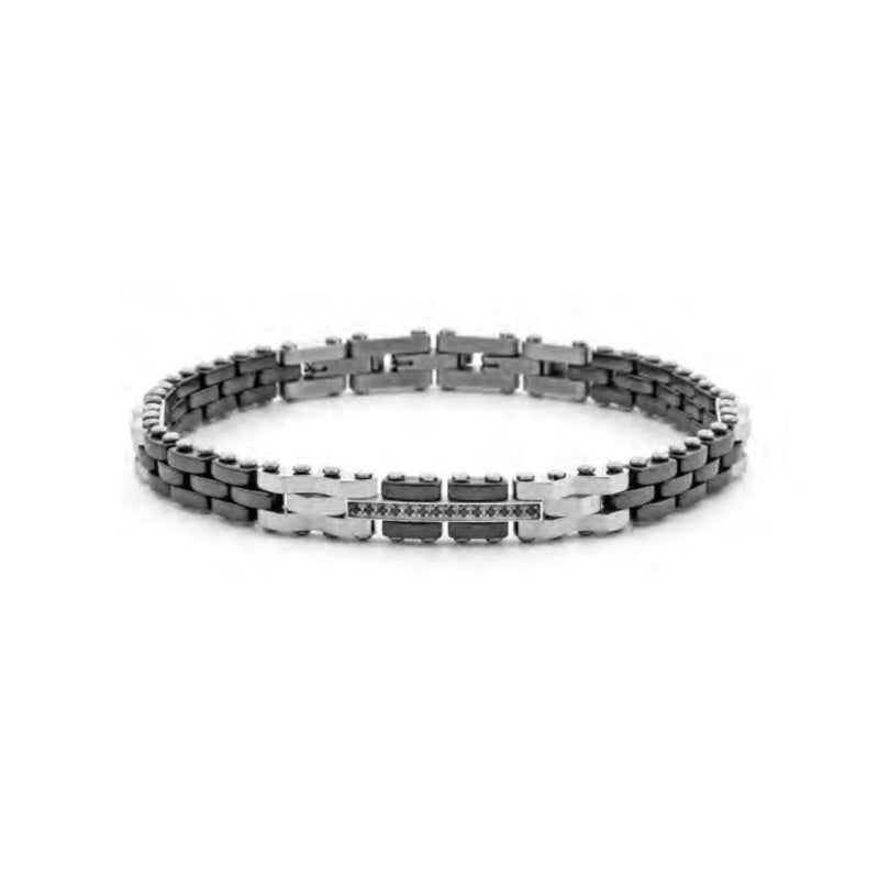 Bracciale Uomo 4US Cesare Paciotti Maglia Acciaio e Ceramica Nera 4UBR7957