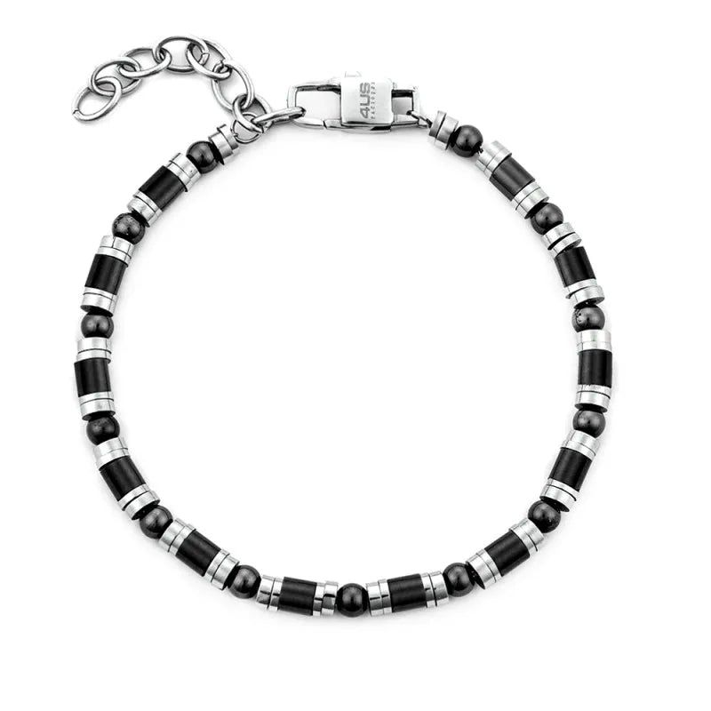 Bracciale Uomo 4US Cesare Paciotti Acciaio e mini barilotti in pvd Nero 4UBR7530