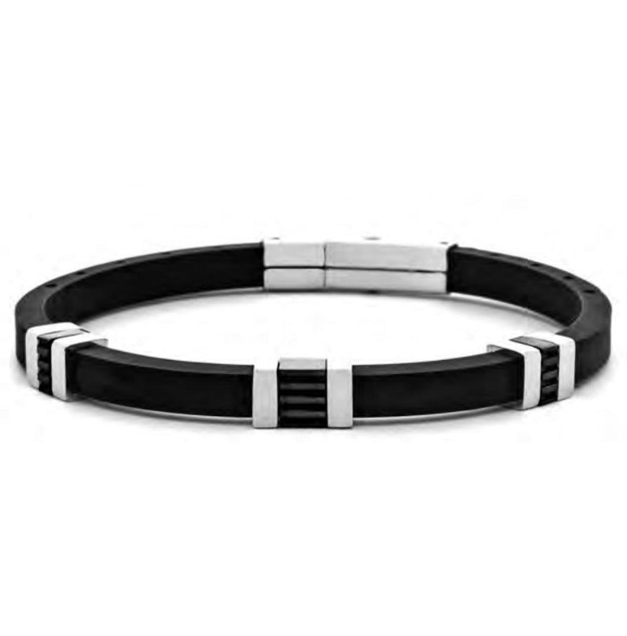 Bracciale Uomo acciaio 4US Cesare Paciotti con Caucciu nero acciaio 4UBR7975