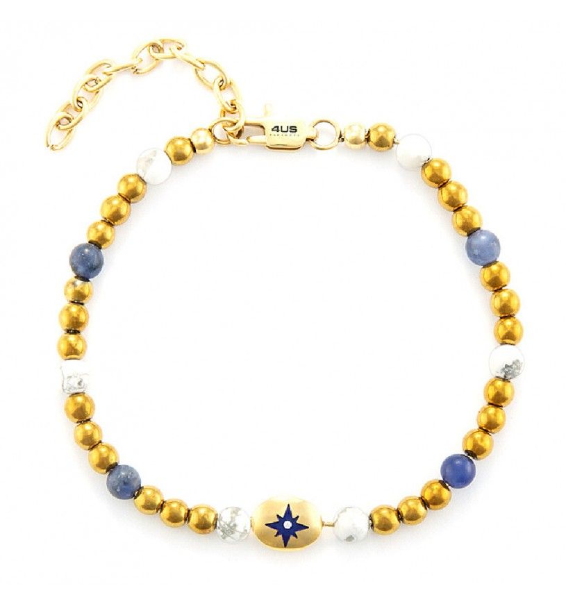 Bracciale Uomo 4US Cesare Paciotti Acciaio dorato rosa dei venti e Biglie Lapis 4UBR6451