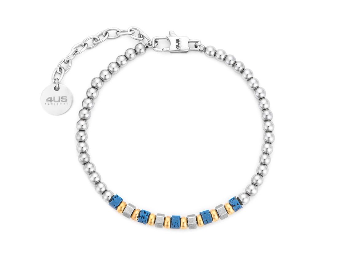 Bracciale Uomo 4US Cesare Paciotti Acciaio Biglie di Pietra lavica 4UBR7812