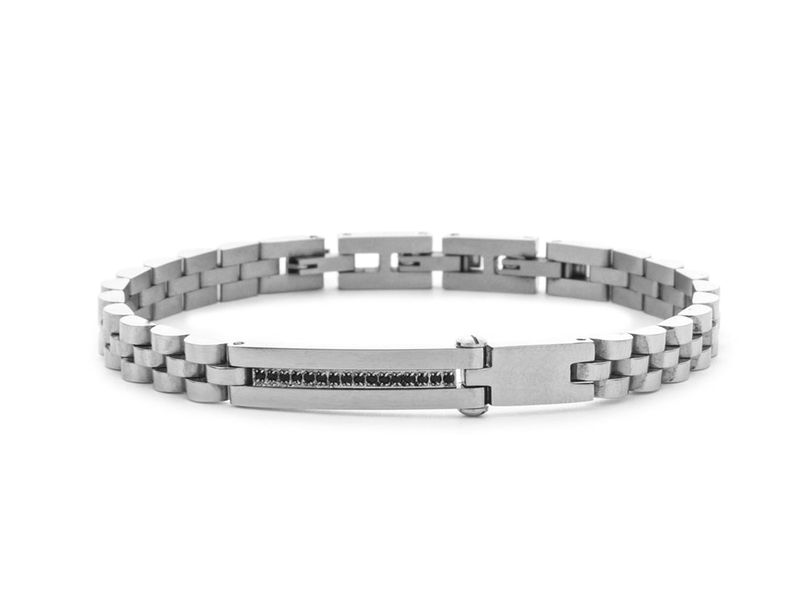 Bracciale Uomo 4US Cesare Paciotti Acciaio con centrale semirigido e zirconi neri 4UBR7826 Bracciale Uomo 4US Cesare Paciotti Acciaio con centrale semirigido e zirconi neri 4UBR7826