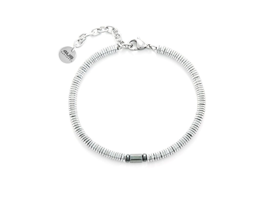 Bracciale Uomo 4US Cesare Paciotti acciaio ed ematite bianca e grigia 4UBR6419