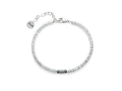 Bracciale Uomo 4US Cesare Paciotti acciaio ed ematite bianca e grigia 4UBR6419