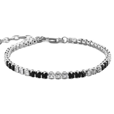Bracciale Unisex 4US Cesare Paciotti Tennis Acciaio Zirconi Bianchi Neri 4UBR6976