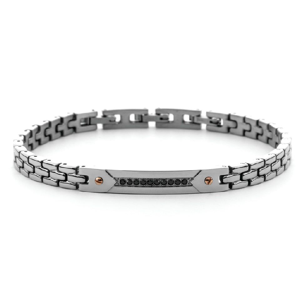 Bracciale 4US Cesare Paciotti Targhetta Acciaio Zirconi Neri 4UBR7574 Bracciale 4US Cesare Paciotti Targhetta Acciaio Zirconi Neri 4UBR7574