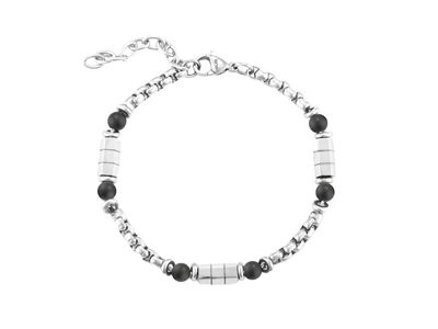 Bracciale Uomo 4US Cesare Paciotti Acciaio e Biglie Onice Nero 4UBR7011