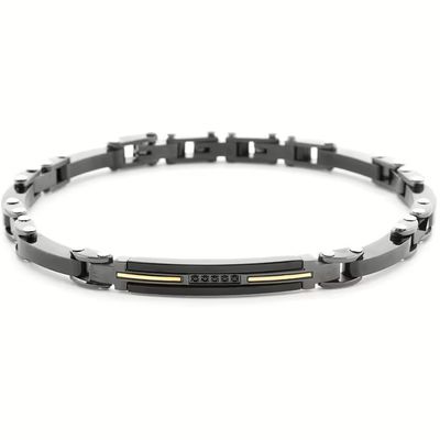 Bracciale Uomo 4US Cesare Paciotti Acciaio Acciaio Nero Dettaglio Oro 18kt Spinello Nero 4UBR6943 Bracciale Uomo 4US Cesare Paciotti Acciaio Acciaio Nero Dettaglio Oro 18kt Spinello Nero 4UBR6943