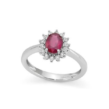 Anello Con Rubino In Oro E Diamanti DonnaOro Luce