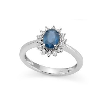 Anello Con Zaffiro In Oro E Diamanti DonnaOro Luce Anello Con Zaffiro In Oro E Diamanti DonnaOro Luce